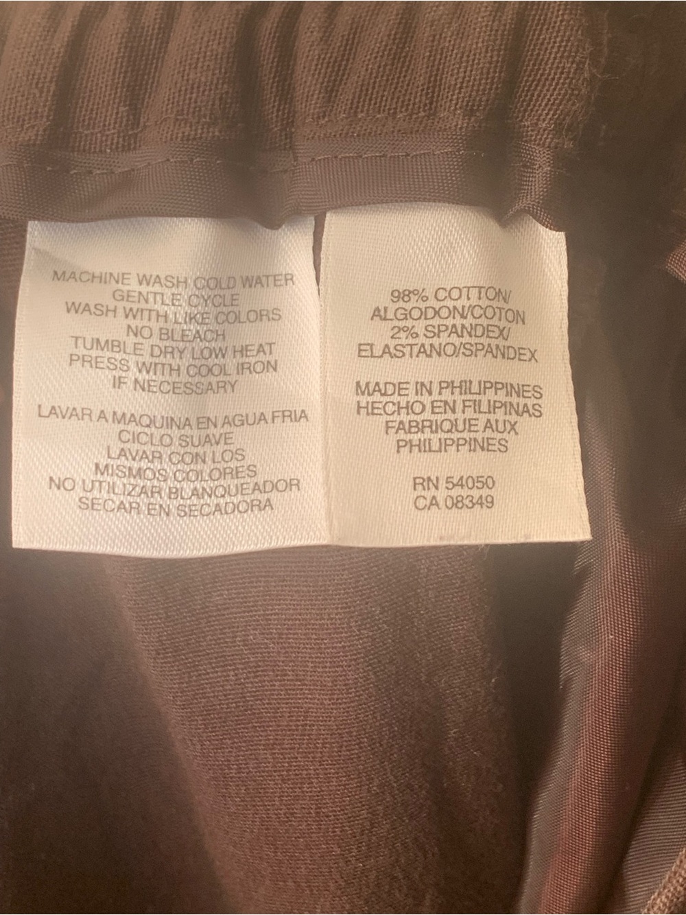 Jones New York Chocolate Brown Cotton Pants with Cuffs Size 16 - Picture 7 of 7